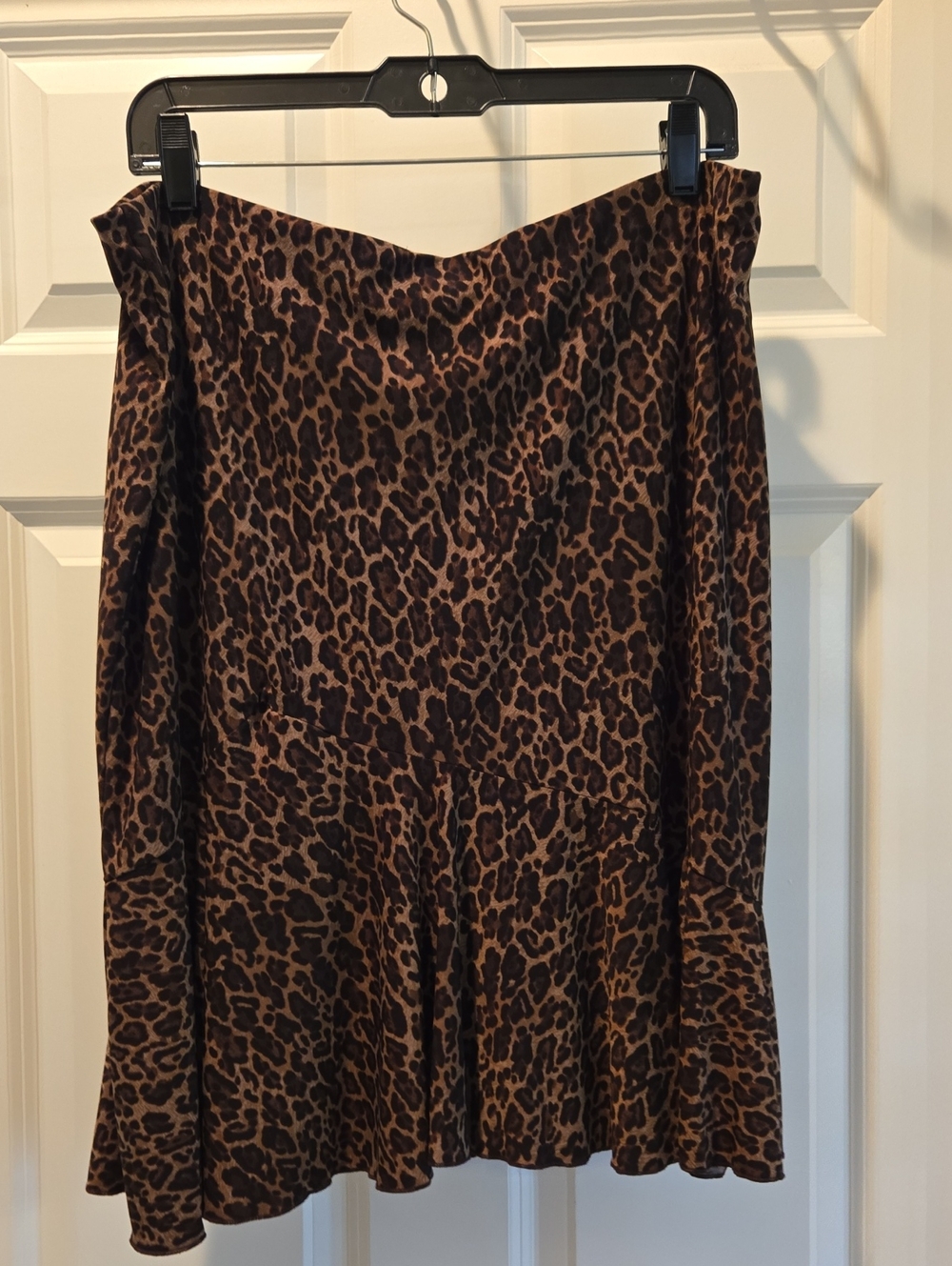 Chaps Leopard Print Circle Skirt in Brown and Black